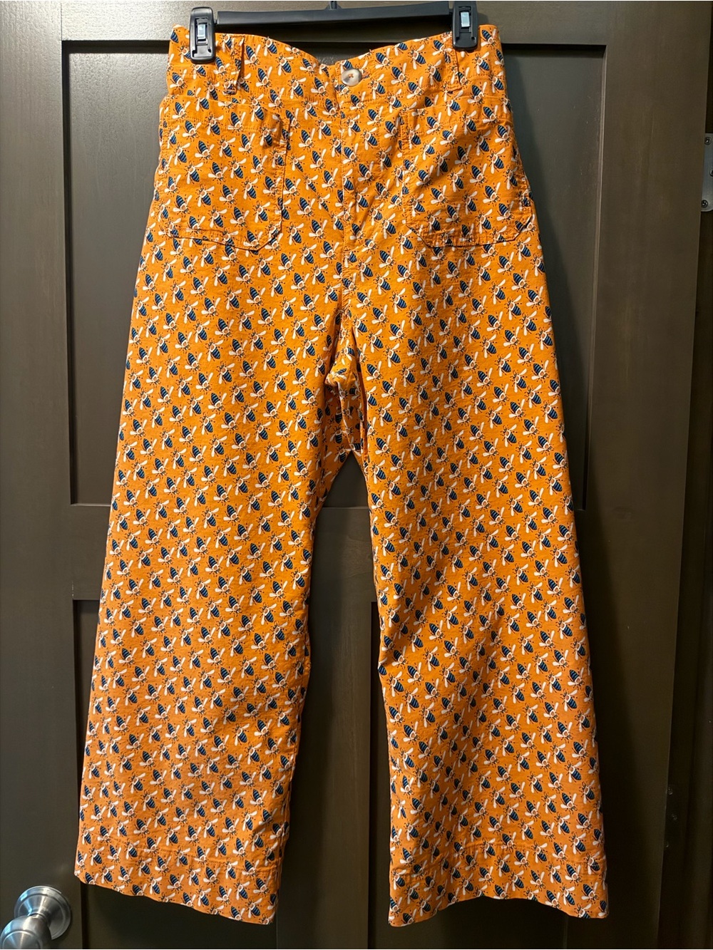 Anthropologie Orange Printed Cropped Wide-Leg Pants -Brand: Sarah Gordon x Maeve